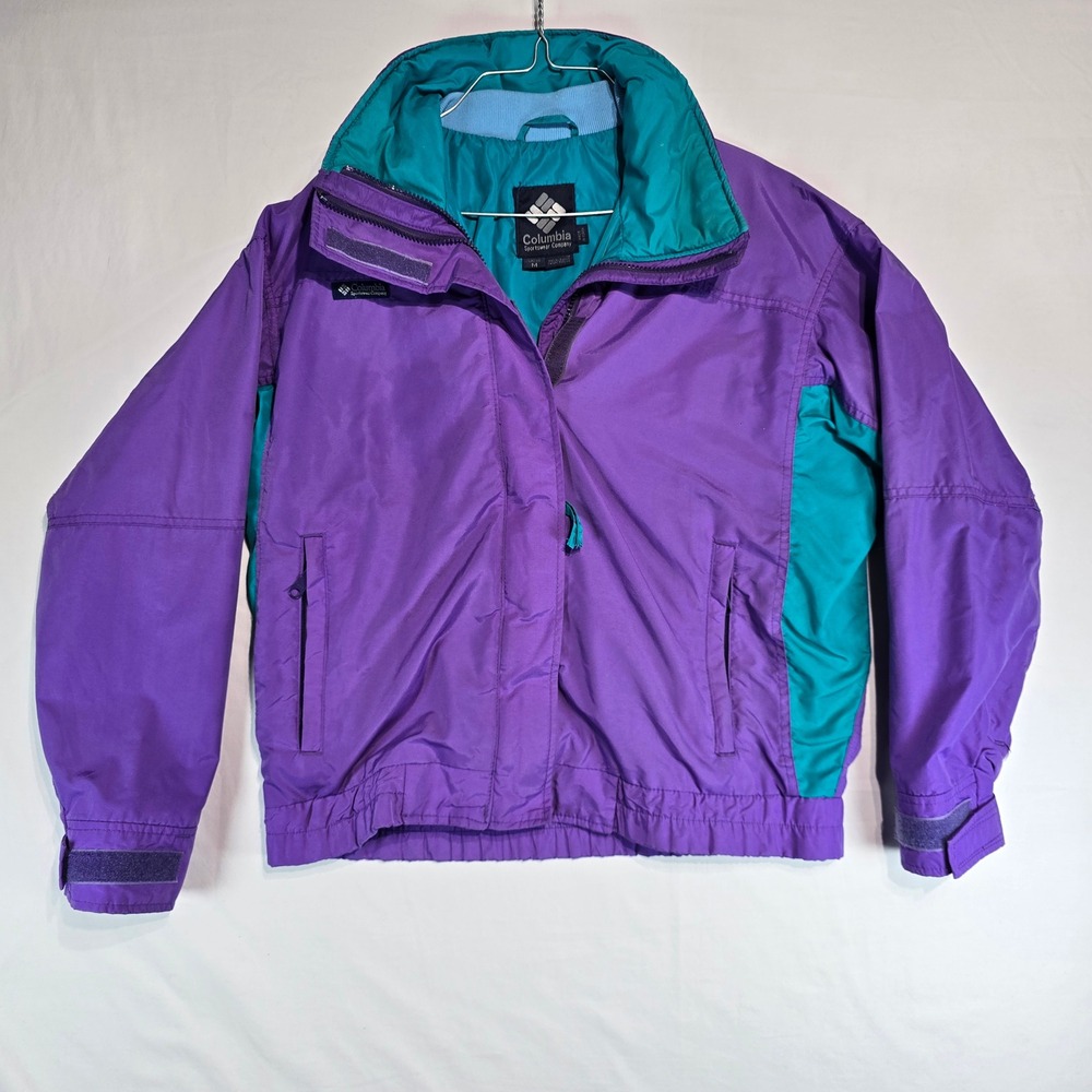 Vintage Columbia Bugaboo Jacket Womens‎ Medium Purple Teal Colorblock 90s Shell